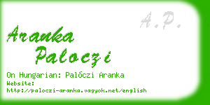 aranka paloczi business card